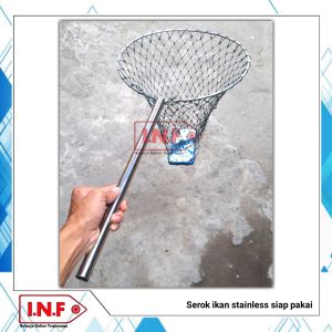 Jaring serokan ikan siap pakai full stainless / diameter 30 cm / serok ikan benang nylon