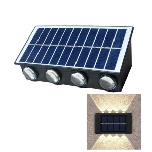 GIGBM IP65 Waterproof Solar Wall Lamp Up and Down Warm/White/RGB Lights Automatic Outdoor Lighting Modern Energy Saving 4/6/8 LED Solar Light Balcony