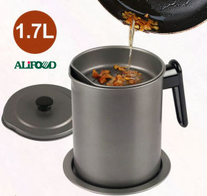 หม้อกรองน้ำมัน 1.7 L หม้อกรองน้ำมัน หม้อ กรองแยกน้ำมัน หม้อ กรอง ที่มีตัวกรองน้ำมัน ขวดถังเก็บรั่วซึมความจุขนาดใหญ่