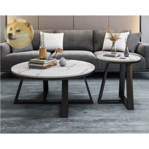 Bàn Trà Đôi Sofa Bàn Trà Mặt Đá Tròn Chân Sắt Chéo Dáng Chữ Y  Cafe Phòng Khách