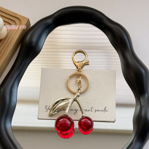 เคสโทรศัพท์เชอร์รี่พวงกุญแจรถเชอร์รี่สุดสร้างสรรค์เคสอะคริลิคจำลองจี้ประดับของตกแต่งกระเป๋าสำหรับผู้หญิง