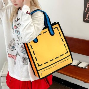 HORAC Cartoon 2D Anime Tote Bag Nylon Canvas Graffiti Messenger Bag Portable All-match Comic Shoulder Bag Girls