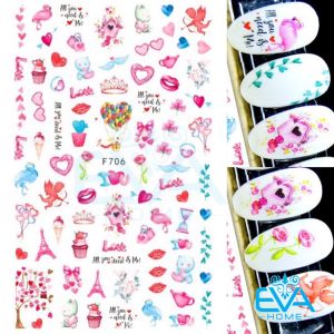 [HCM]Decal Dán Móng Tay 3D Nail Sticker Tráng Trí Hoạ Tiết Chủ Đề Tình Yêu All U Need Is Me F706