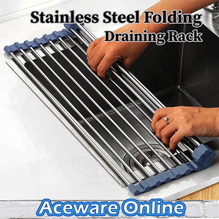 Stainless Steel Rack Foldable Dish Mat Drainer Folding Sink Drain Rack