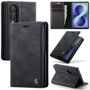Wallet Case for Samsung Galaxy Z Fold 8 Ultra 8/7 Leather Wallet Flip Cover with Card Holder Kickstand Closure RFID Blocking TPU Shockproof Phone Case Compatible with z fold 8 Black
