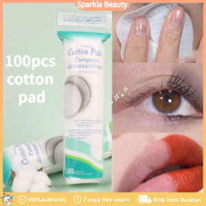 100PCS Facial Cosmetic Cotton Pads Round Make-Up Cotton 100% Cotton Simply Soft Make Up Nail Polish Remover Makeup Remover Pads Disposable Soft & Clean Cotton Facial Cleansing Round Cotton Pads