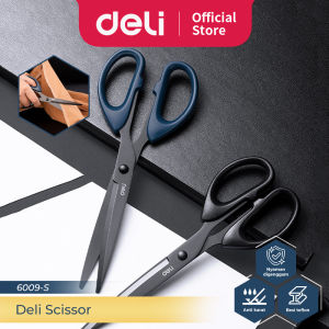 Deli Scissor / Gunting Lapis Teflon Anti Karat Nyaman Digenggam 6009-S