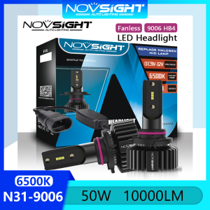 Super Bright Novsight N31 9006 HB4 LED Headlight Bulb 50W 10000LM 6500K White LED Light for Car High Beam/Low Beam/Fog Light Plug and Play 2pcs 2 Years Warranty Free Shipping