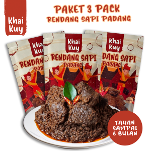 Khaikuy - Paket Hemat 3 Pack 150gr Rendang Daging Sapi Asli Padang Kemasan Siap Saji