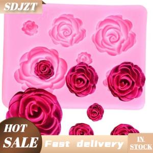 SDJZT Rose Flower Silicone khuôn bánh trang trí công cụ kẹo đất sét sô cô la fondant