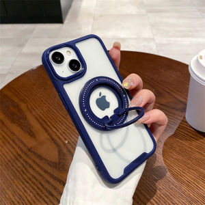 เคส iPhone 16 15 14 13 12 11 Pro Max 14 15 16 Plus [แม่เหล็ก + ขาตั้ง + ที่ยึดแบบแหวน] สำหรับ iPhone 16ที่ยึดแหวนกรณีพร้อมขาตั้งเข้ากันได้กับ MagSafe เคสขาตั้งกันกระแทกทหารเคสโทรศัพท์ iPhone 16