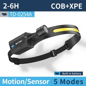 SMILING SHARK TD0254 LED Head Lamp 5Mode Rotatable Side Light Induction Work Light Type-c Rechargeable Headlight Waterproof Outdoor Working Lighting