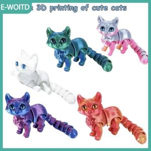 【E-WOITD】 Đồ chơi mèo in 3D tượng mô phỏng giống thật không lông với các khớp có thể chuyển động quà tặng Tết Nguyên Đán vui nhộn cho trẻ em