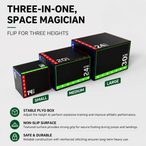 NOBLELYN 405060cm Plyometric Jump Box Shockproof 3-in-1 Portable Jumping Box Large High Resilience Fitness Training Tool Home Gym