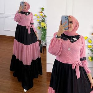 ZIFA FASHION // COD // NIHDA DRESS CRUTY SUSUN KOMBINASI // GAMIS CRUTY RUBIAH // GAMIS UNDAK RENDA HITAM // FASHION WANITA CASUAL //