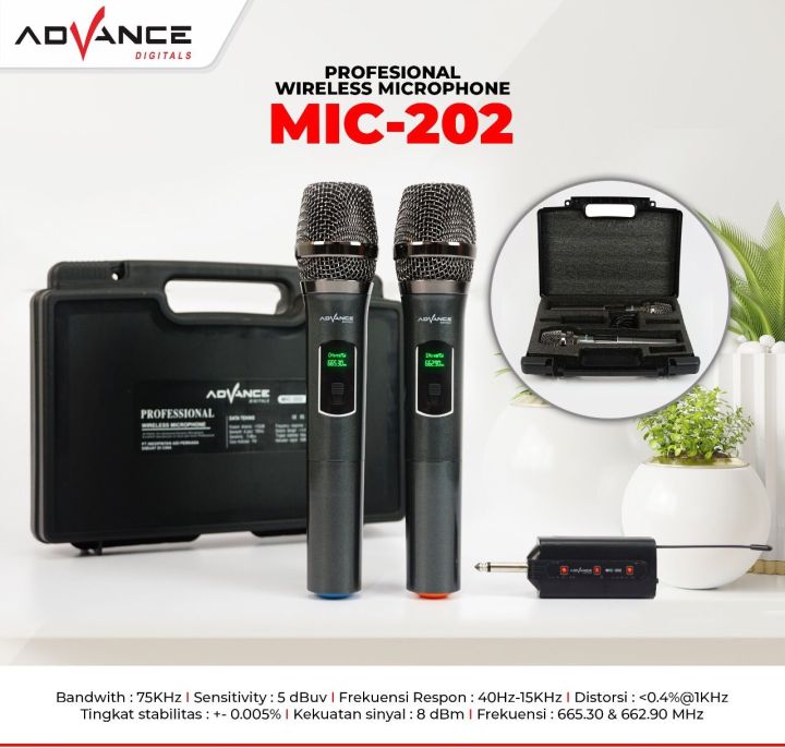 Advance MIC-202 Profesional 2 Mic Wireless Microphone Karoke Mic Duet - Mic Double Karaoke ADVANCE 202 Microphone Wireless Profesional~FATIH AUDIO SHOP