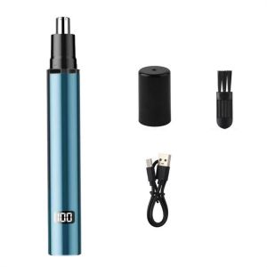 OMQAIO Màn hình kỹ thuật số Máy cắt tóc mũi điện Cắt tỉa không đau USB có thể sạc lại Dụng cụ làm sạch lỗ mũi Thực tế Chống thấm nước Dụng cụ loại bỏ lông mũi dành cho nam nữ