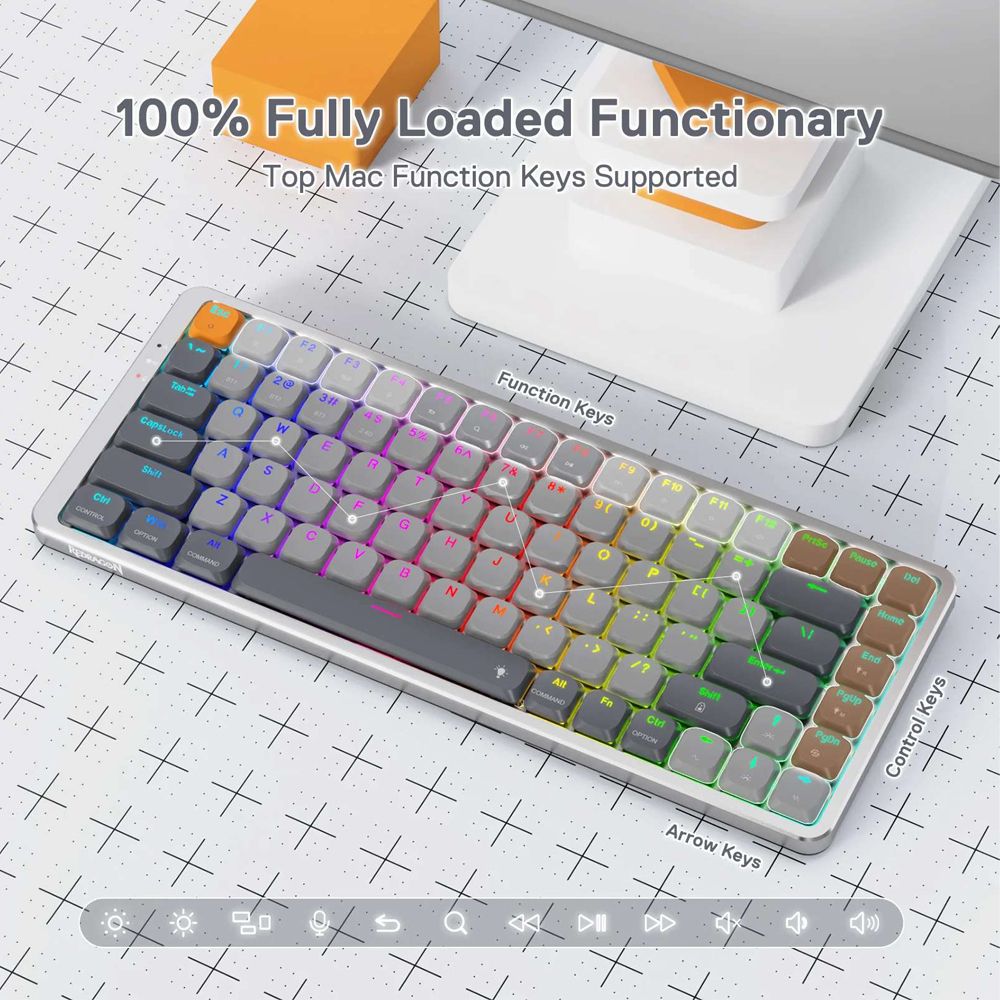 Redragon Azure K652GG-RGB-Pro 75% Low-Profile Wireless Mechanical Keyboard