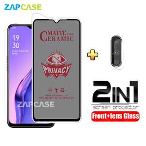 PAKET 2in1 Anti Gores Layar Privacy Oppo A31A8 Free Tempered Glass Camera Lens