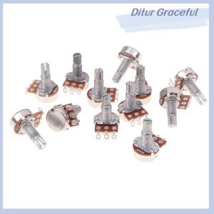 Ditur A500K B500K A250K B250K A50K B50K A25K B25K Potentiometer Splined Small Pot Electric Guitar Bass Effect Amp Tone Volume18mm Shaft Parts