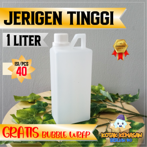 Jerigen tinggi 1 liter warna putih / jerigen air 1 liter isi 40 pcs