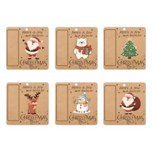 WENQI 6pcs Ông già Noel Đồ trang trí cây thông Noel Giấy phẳng 2D Người tuyết dây chuyền thẻ treo Giáng sinh Sáng tạo Năm Mới Thẻ đựng tiền Tiệc Giáng Sinh