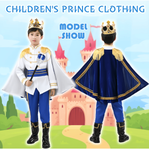 LOlanta 7Pcs Prince Pirate Costume for Kids Boys United Nation Rome Royal King Costume Prince Halloween Cosplay Wears 3-11Years