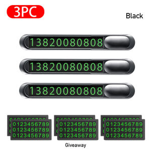 Hidden Zinc Alloy Temporary Parking Card Textured Metal Luminous Phone Number Card Plate 126mm*17mm Car Sticker Auto Products
