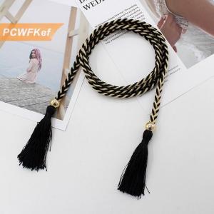 【PCWFKef】 Phụ Nữ Tua Mỏng Eo Chuỗi Váy Trang Trí Nội Thất Dây Đeo Thắt Lưng Dây Thừng Thắt Nút Hỗn Hợp Màu Sắc Bện Nữ Vành Đai Thắt Lưng