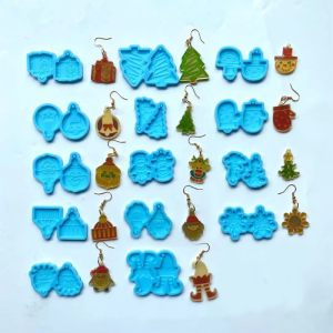 Casting Mold Pendant Mould Epoxy Resin Mold Xmas Tree Snowman Gloves House Hat Silicone Mould