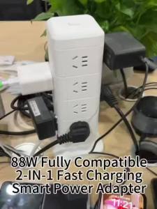 2-IN-1 88W Fast Charge USB-A/C with Type C-C Cable Smart Adapter for All Smartphone Tablet Laptop