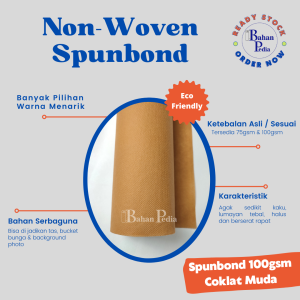 Kain Spunbond 100gsm Bahan Puring Furing 100x160cm - Coklat Muda