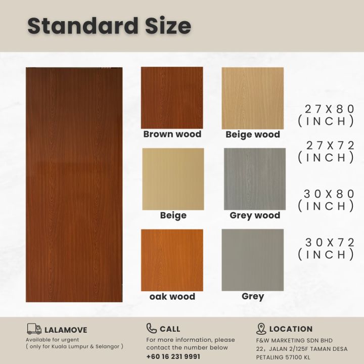 *Ready Stock*Standard Size PVC DOOR Bathroom Tandas Bilik Air Pintu