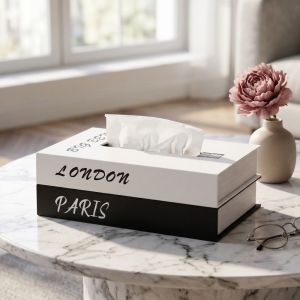 LITUILI Ornaments Book Style Tissue Box Container Luxury Storage Box Organizer Decoration Paper Box Home Decoration