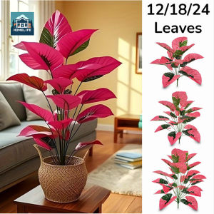 Artificial Plant Red Leaf Fake Plants Desktop Decoration Simulated Bonsai Potted Home Party Tabletop Decor