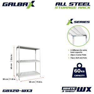 GBX All Metal Storage Shelves 3 4 and 5 Layers Adjustable Steel Rack White/Black Household Organizer Garage Rack