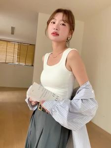 T Shirt Women Fashion Summer Solid Color Sleeveless Slim Base Strapless Bra Top Tshirt WomenS Clothing