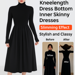 Dress for women to look  over-the-knee long skirt to wear long skirt with inner layer for women. Match