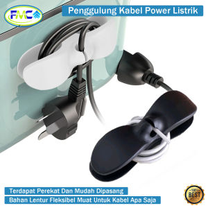 Holder Penggulung Kabel Power Listrik Perapih Cable Clip Organizer Tempelan Dinding Power Plug