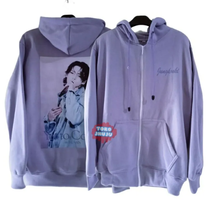 Hoodie Zipper Jeon Jungkook Bangtan Logo Jungkooki Foto JK Yet