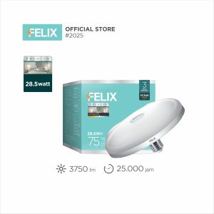 FELIX PREMIUM LED UFO 28.5W Putih Cahaya Super Terang Hemat 90% E27 Setara 250W Garansi 3 Tahun