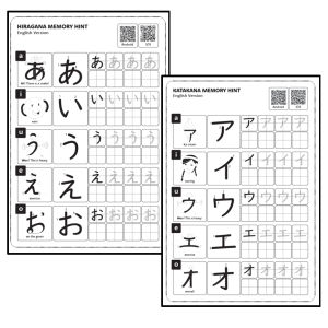 HIRAGANA & KATAKANA WORKSHEET (MEMORY HINT)