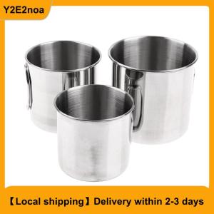 【Local shipping】 1Pc Stainless Steel Folding Handle Cup Portable Carabiner Cup Outdoor Camping Cups for Home Outdoor Camping Accessories