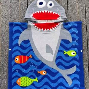 ผ้าคลุมอาบน้ำสำหรับเด็ก2-8 ผ้าขนหนูมีฮู๊ด