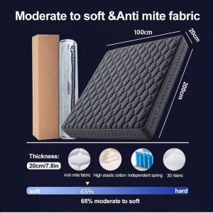 CTH Tilam Spring Tilam Single / Queen / King Vacuum Roll Packing Firm 7.8 Inch Pocket Spring Support Latex Mattress (10 Years Warranty)