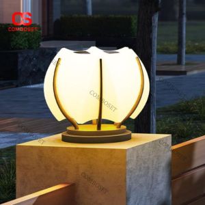 Đèn Trụ Cổng Hoa Sen Trang Trí Sân Vườn Dùng Điện Và Năng Lượng Mặt Trời