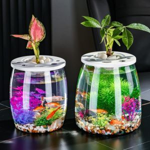 YAZHE Transparent Small Clear Fish Tank Shatterproof With Lid Turtle Aquarium Modern Design Plastic Goldfish Tank Home Decor
