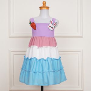 ALISA - Dress Anak Yuriko Rainbow Bunny Carrot Bordir Lucu / Fashion Dress Anak Perempuan Korean Style Terbaru