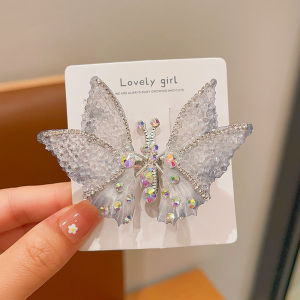 ASRV Childrens Moving Butterfly Barrettes Little Girl Rhinestone Hairpin High-End Side Cute Hair Accessories Small Clip Headwear