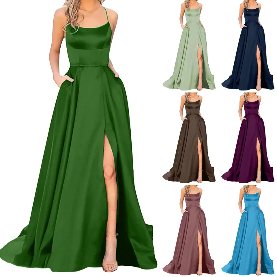 Prom Dresses Ladies Long Women Elegant Halter Backless Long